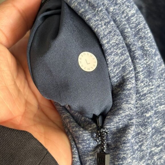 Lululemon Mens Surge Warm Crew Neck Long Sleeve Shirt Blue Black Size Large - Picture 5 of 8